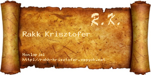 Rakk Krisztofer névjegykártya
